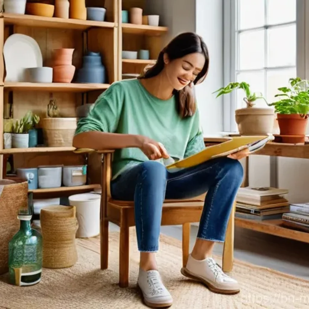 미니멀라이프 중고 제품 활용 - **Prompt 1: The Creative Upcycler**
    A bright and airy studio space bathed in soft natural light....