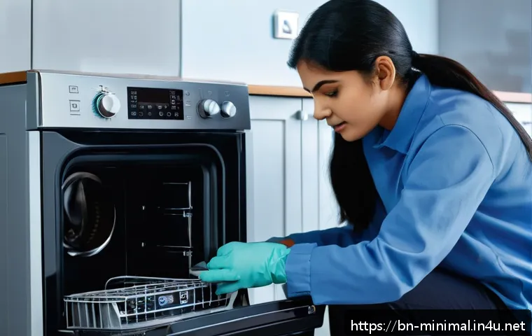 미니멀라이프 가전 제품 장기 사용 - A detailed interior view of a modern home appliance maintenance scene showing a person gently cleani...